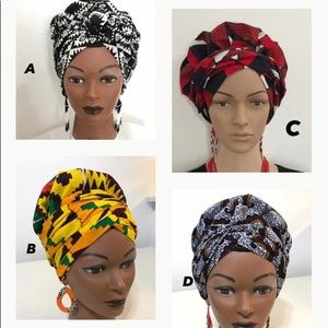 Satin Lined Bandanna. African Print Bonnet. Hat